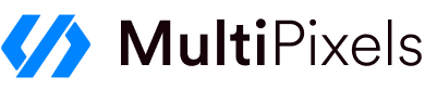 MultiPixels logo: blue circle with white overlapping arrows.