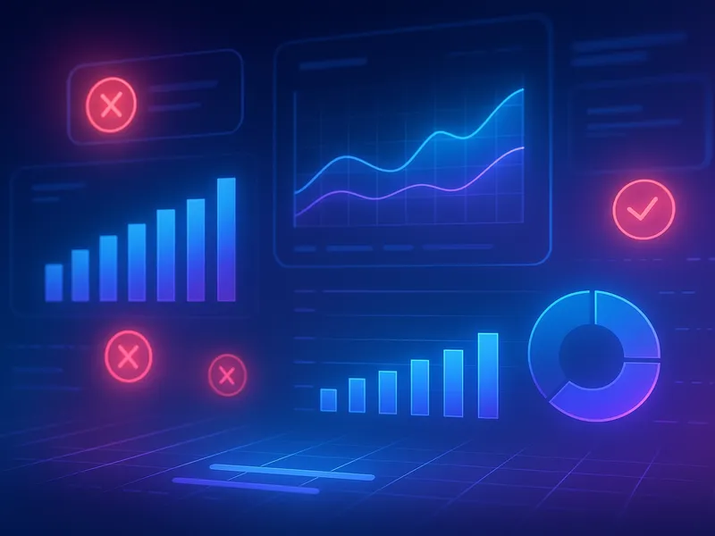 Futuristic holographic dashboard showing error icons fading and data charts realigning, symbolizing fixing data pixel mismatch.